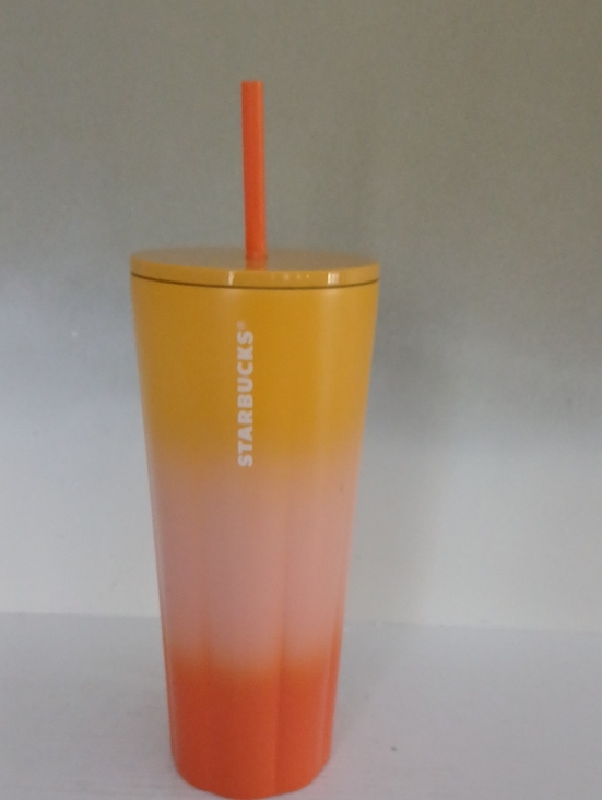 Starbucks Other - Starbucks Yellow Pink Orange Ombre Stainless Tumbler with Orange Straw